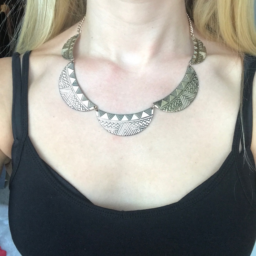 Gold Aztec pattern necklace